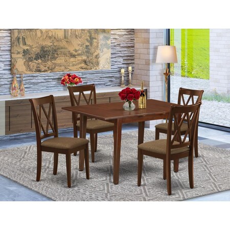 East West Furniture 5 Piece Norfork Dining Set - Mahogany NOCL5-MAH-C
